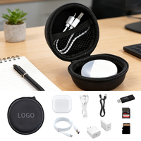Vente chaude, étui pour écouteurs avec logo personnalisé OEM, coque rigide, organisateur de câbles USB, étui pour écouteurs Bluetooth de haute qualité, boîte de rangement pour écouteurs Bluetooth avec fermeture éclair en EVA