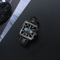 Relojes de Pulsera de Cuarzo Cuadrados de Lujo con Movimiento Japonés, Resistentes al Agua, Cronógrafo Multifuncional, Correa de Cuero Personalizada