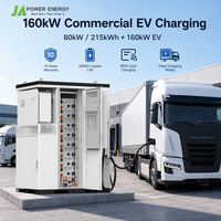 Chargeur EV DC 160KW JApower avec onduleur hybride Solis 80KW 215KWH, station de recharge commerciale tout-en-un avec stockage de batterie