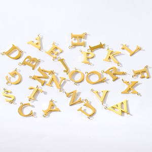 Conectores de Letras de 15 mm |   Dijes de Letras del Alfabeto con Doble Orificio, Chapados en Oro PVD de 18K, de Acero Inoxidable, para Fabricación de Joyería DIY - Product Image 3