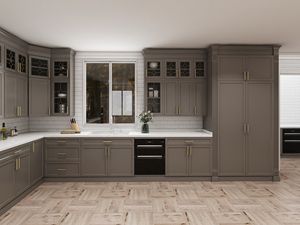 Muebles de Cocina Europeos Antiguos, Gabinete de Cocina de Madera de Lujo con Tiradores de Aluminio Dorado - Product Image 5