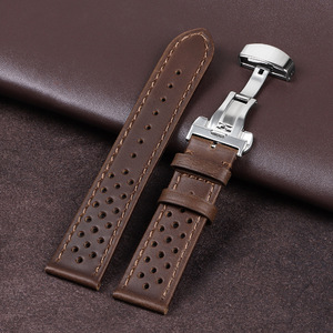 Bracelet de <span class=keywords><strong>montre</strong></span> en cuir véritable Lionorm 20mm 22mm <span class=keywords><strong>Vintage</strong></span> Rally Crazy Horse Bracelets de <span class=keywords><strong>montre</strong></span> en cuir suédé avec fermoir papillon - Product Image 5