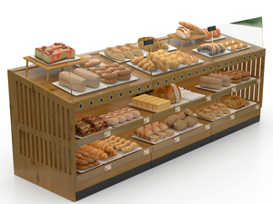 Modern Wooden Bakery Display Counter Luxury Bread Shop <b>Shelving</b> <b>Unit</b> with Glass Guards for Pastry and Cake - Product Image 6