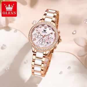 OLEVS 9999 Venta caliente estilos OEM logotipo personalizado Rosa impermeable elegante moda diseño luminoso señora reloj de cuarzo para mujer - Product Image 4