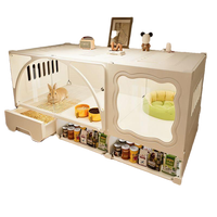 Cage à lapin moderne, durable et élégante, très grande, luxueuse, type villa, en plastique, pour salon, avec fermeture à bouton, transparente