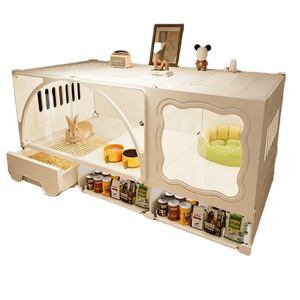 Cage à lapin moderne, durable et élégante, très grande, luxueuse, type villa, en plastique, pour salon, avec fermeture à bouton, transparente - Product Image 2