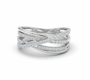 Luxury Diamond Crossover <b>Ring</b> 925 <b>Silver</b> / 10KT 14KT 18KT Gold Multi-Layer Criss <b>Cross</b> <b>Ring</b> For Women Wear Jewelry - Product Image 3