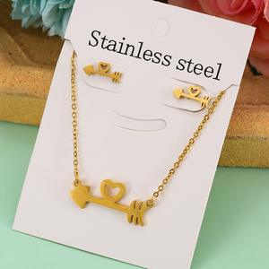 Collana di orecchini d'oro in acciaio inox a caldo Set pentagramma ECG ciondolo catena clavicola - Product Image 4