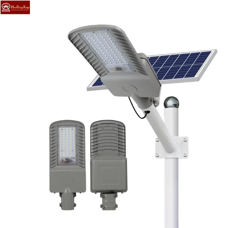 Precio de fábrica High Lumen 50W 60W 100W 150W LED Solar Street Light SMD Chip Panel de batería IP65 DC Fuente de alimentación Uso en carretera al aire libre