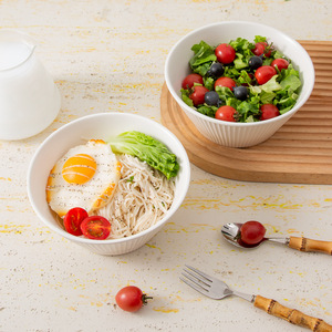 Tazón de cerámica blanca Chaozhou para ramen Dw1043y 7, color sólido, resistente a altas temperaturas, para uso doméstico, hotelero, para café y té. - Product Image 1