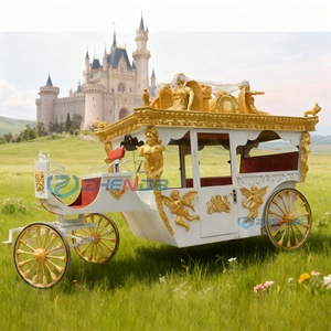 Calèche royale de luxe sur mesure, tirée par des chevaux, avec des statues dorées complètes, pour défilé panoramique et photographie de mariage - Product Image 2