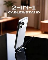 Câble de données en nylon Type-C 240W en gros avec support de téléphone, support de câble 2-en-1 à charge rapide