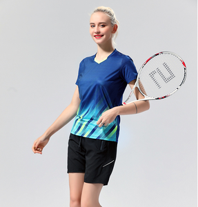 Badminton Sportswear T-shirts Badminton Sport T <span class=keywords><strong>Shirt</strong></span> pour Hommes Unisexe <span class=keywords><strong>Tennis</strong></span> <span class=keywords><strong>De</strong></span> <span class=keywords><strong>Table</strong></span> Col En V Respirant Multi Couleur Blanc Imprimé - Product Image 5