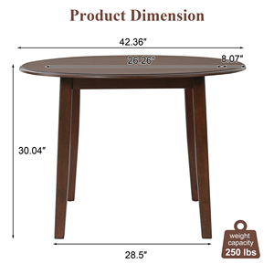 Tavolo da Pranzo Rotondo Estensibile per 2-4 Persone, Tavolo Pieghevole in Legno con <span class=keywords><strong>Dimensioni</strong></span> Regolabili - Product Image 3