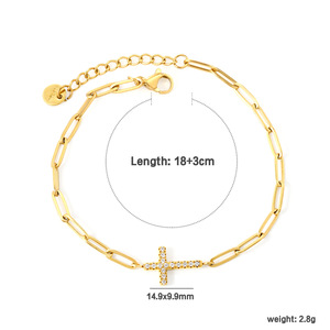 Stainless Steel Zircon <b>Cross</b> Bracelet Gold <b>Chain</b> Women Fashion Jewelry Gift - Product Image 4