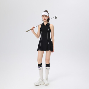 Robe de sport de golf et de tennis de luxe à col polo respirant avec poches séparées pour shorts, couleur contrastée, vente en gros - Product Image 6