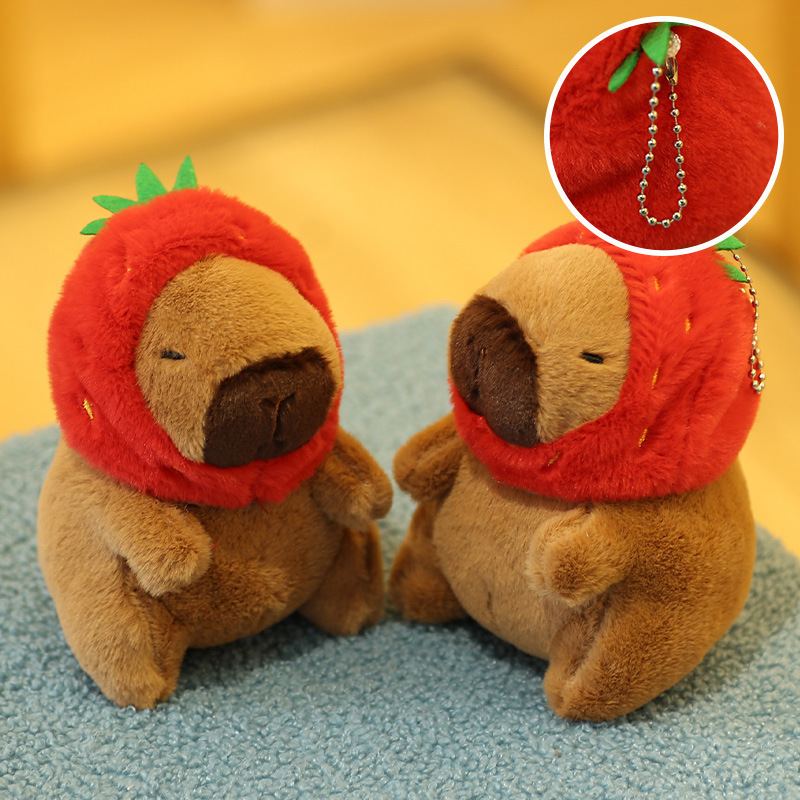 (capybara) fraise (chaîne de perles) - 12cm