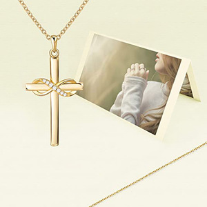Pendentif croix avec design infini en zircon couleur or pour un usage quotidien - Product Image 3