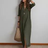 Robe élégante à col en V, coupe ample, en couleurs unies pour femmes, taille haute, mode estivale