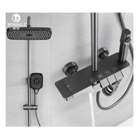 Robinet de douche moderne gris anthracite à affichage numérique, populaire, monocommande, en acier inoxydable, intelligent, avec jet céramique et fonction pause