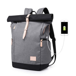 Custom Recycled Plastic Sports <b>Rolltop</b> Travel Rucksack Zipper Closure Nylon Lining Roll-Top <b>Backpack</b> - Product Image 4