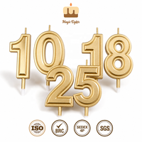 Bougies d'anniversaire de luxe 10 pièces avec chiffres incrustés d'or, finition métallique de haute qualité, décorations de gâteau pour enfants et adultes