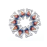 Vente en gros de médailles religieuses catholiques en alliage émaillé Saint Benoît, centre de chapelet pour accessoires de bijoux de chapelet