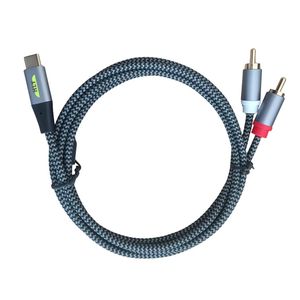 Câbles adaptateurs audio auxiliaires USB C numériques noir et blanc vers 2 <span class=keywords><strong>RCA</strong></span> mâle vers mâle pour haut-parleurs domestiques/de voiture - Product Image 3
