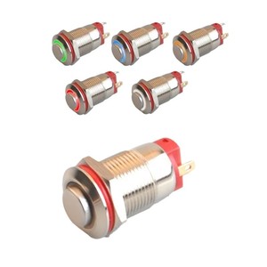 12mm saklar tombol tekan logam besi tahan karat kuningan 1tanpa gerendel simbol daya lampu LED 12V 220V 3A struktur elektronik 250V - Product Image 4