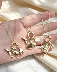 Wholesale Jewelry Style Shell Starfish Crab Charm <b>Chain</b> Jewelry for Women Pendant Necklace - Product Image 2
