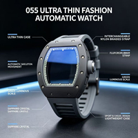 Nouvelle montre pour homme, personnalisée, ultra-fine, tendance, 055, en alliage de titane gris, haut de gamme, étanche, automatique, mécanique