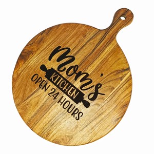 Tabla de cortar redonda de madera con mango, tabla de servir grabada para cocina, para servir alimentos, uso doméstico - Product Image 4