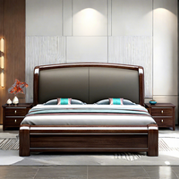 Cama Doble de Lujo Ligero, Juego de Muebles de Dormitorio con Cama Moderna Minimalista con Almacenamiento, Adecuado para Villas y Apartamentos