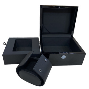 Luxury High Gloss <b>Black</b> Wooden Watch <b>Box</b> with Custom Logo, Premium Piano Finish Storage & Gift Packaging <b>Box</b> - Product Image 2