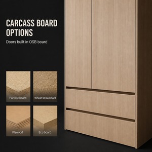 Armoire en bois finition chêne clair, porte à charnières sans poignée avec 2 tiroirs, style nordique, placard de chambre sur mesure, du <span class=keywords><strong>sol</strong></span> au plafond - Product Image 6