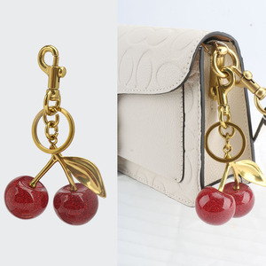 Fashion 3d Crystal Keychain Summer Fruits Cherries Pendant Keyring for Women's Bag Accessories Gift