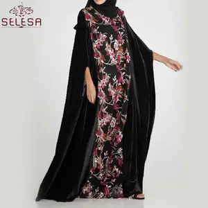 Vestido musulmán de manga larga Abaya para mujer, moda básica China