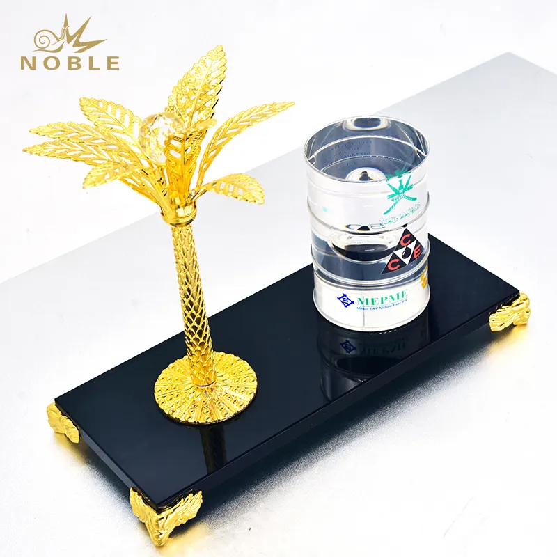 Noble New Customized Made Kim Loại Plam Tree Dầu Thùng Quà Tặng Trophy Giải Thưởng