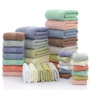 Wholesale Cheap 100% Cotton Soft Hotel Thick Bath Towel Custom Logo Face Hand Towel Set Satin Terry Towels Embroidery