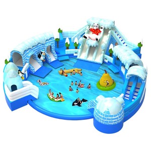 สไลเดอร์น้ำเป่าลมแบบสองเลน PVC พร้อมสระน้ำในตัว - Product Image 4