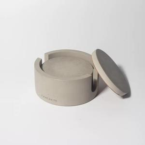 Round Concrete Coaster <b>Set</b> - Indoor/Outdoor Table Decor, Cement <b>Cup</b> Mat for <b>Tea</b> & Coffee - Product Image 5