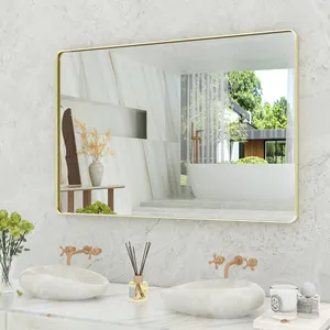 Aluminiumlegierung Metall gerahmt Badspiegel benutzerdefinierte Größe 50/60/70/90 gerahmt Spiegel für Wohnzimmer