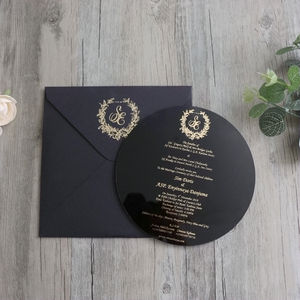 Logo personalizzato di Stampa a Caldo Timbro di Nozze Carte <span class=keywords><strong>Inviti</strong></span> di Acrilico Nero <span class=keywords><strong>per</strong></span> il Partito e <span class=keywords><strong>Matrimoni</strong></span> - Product Image 6