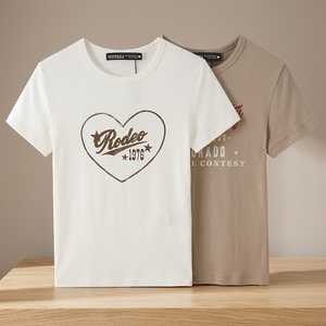 เสื้อยืดแขนสั้นผ้าฝ้ายผู้ชาย I Love My Love พร้อมลายพิมพ์รูปหัวใจโรดีโอ คอกลม ทรงปกติ ผ้าเจอร์ซีย์ - Product Image 4