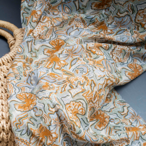 2025 <strong>Fall</strong> in Love with Autumn Hues Orange Brown Stripe Floral Silk <strong>Fabric</strong> for Seasonal Fashion - Product Image 1