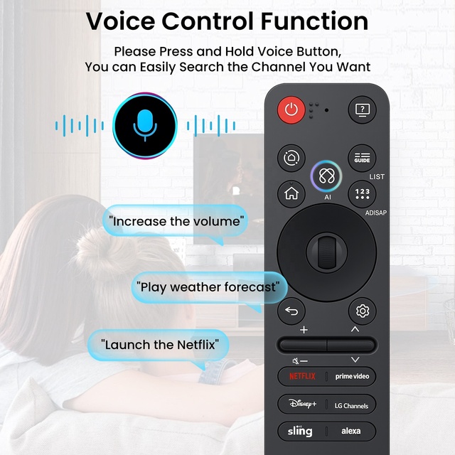 AN-MR25GA Magic Remote Fixed Code Smart TVs 2019-2025 Compatible OLED/QNED/UHD/LED/LCD Models Wireless Air Mouse Voice Control