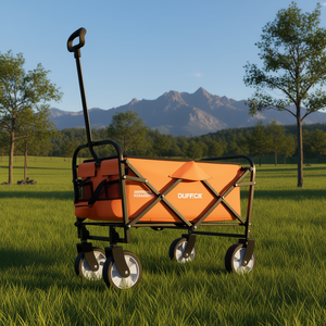 Chariot pliable DUFFGH, chariot à quatre roues orange, chariot utilitaire pour l'épicerie et le camping - Product Image 2