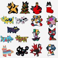 Broche créative en alliage plaqué, motifs amusants Chat, Chien, Art abstrait, Blocs de construction, Cheval, Élément de Noël, Badge de personnalité, Épingle de revers