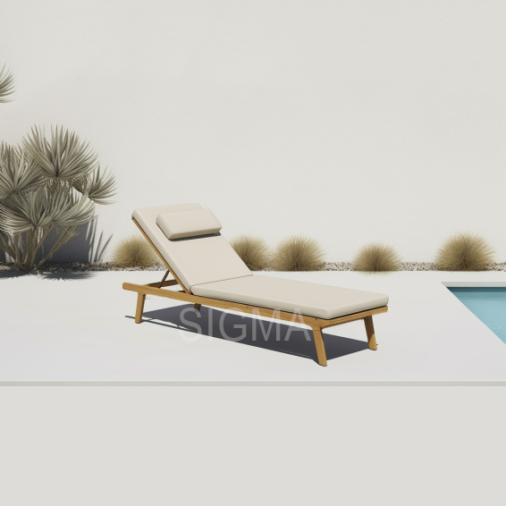 Modern outdoor furniture teak wood chaise lounge chair garden patio courtyard sunbath chaise bed