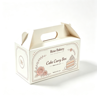 Boîte de transport à poignée polyvalente avec taille et impression personnalisées, boîte en papier pliable pour boulangerie, gâteaux, poulet frit, boissons